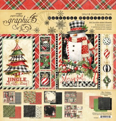 Graphic 45 Merry-ful Greetings 12”x12” Collection Pack (24 sheets)