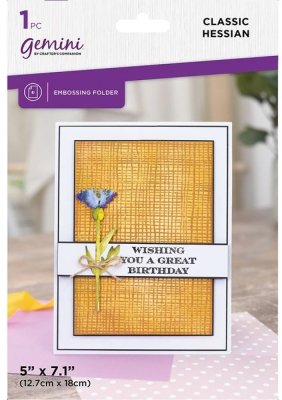 Crafters Companion Gemini 2D Embossing Folder - Textured Classic Hessian