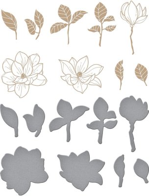 Spellbinders Glimmer Hot Foil Plate & Die Set - Magnolia Bouquet