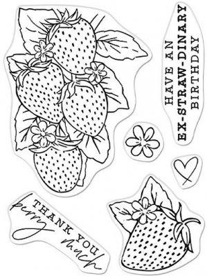 Hero Arts 3"x4" Clear Stamps - Hero Florals Strawberries Line Art