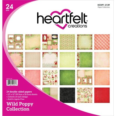 Heartfelt Creations 12"x12" Double-Sided Paper Pad - Wild Poppy (24 sheets)