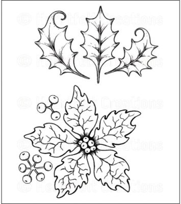 Heartfelt Creations - Large Sparkling Poinsettia Pre-Cut Cling Mounted Stamp Set (2 stamps)
