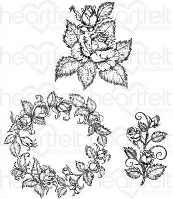 Heartfelt Creations - Rose Bouquet Pre-Cut Cling Mounted Stamp Set (3 stamps)