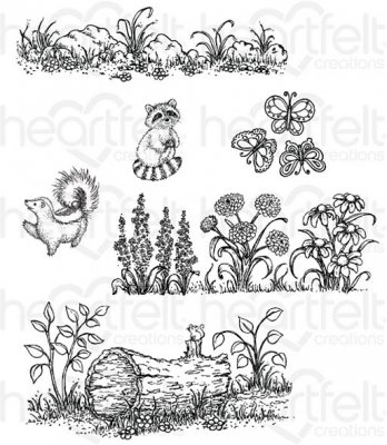Heartfelt Creations - Woodsy Wonderland Pre-Cut Cling Mounted Stamp (6 stamps)