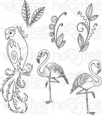 Heartfelt Creations - Tropical Paradise Pre-Cut Cling Mounted Stamp Set (6 stamps)