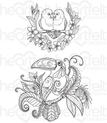Heartfelt Creations - Tropical Parrots Pre-Cut Cling Mounted Stamp Set (2 stamps)