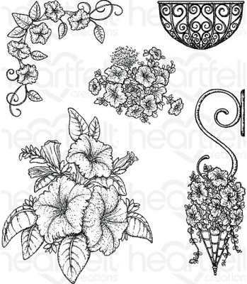 Heartfelt Creations - Classic Petunia Bouquet Pre-Cut Cling Mounted Stamp (5 stamps)
