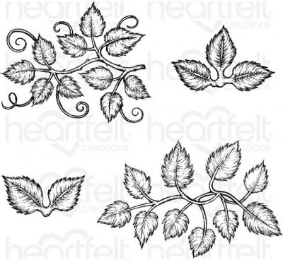 Heartfelt Creations - Leafy Accents Pre-Cut Cling Mounted Stamp Set (4 stamps)