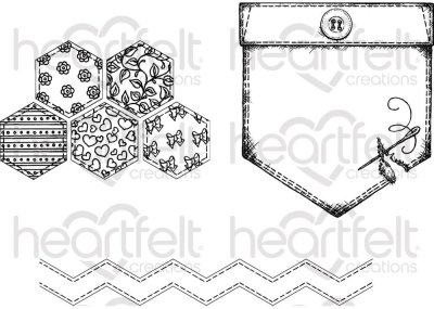 Heartfelt Creations - Patchwork Pocket & Patterns Pre-Cut Cling Mounted Stamp Set (3 stamps)