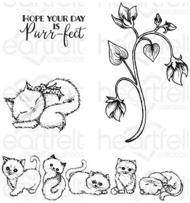 Heartfelt Creations - Purring & Playful Pre-Cut Cling Mounted Stamp Set (4 stamps)