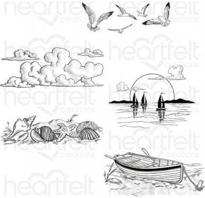 Heartfelt Creations - Sand & Sunsets Pre-Cut Cling Mounted Stamp Set (5 stamps)