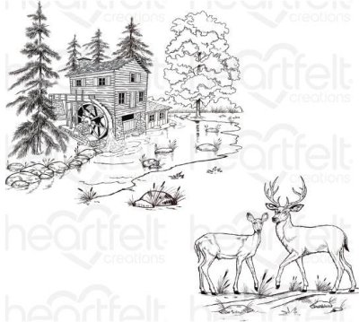 Heartfelt Creations Pre-Cut Cling Rubber Stamp Set - Create A 'scape Wilderness (2 stamps)