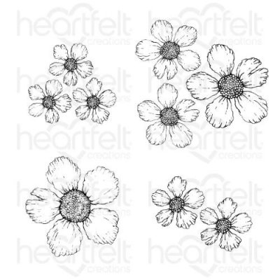 Heartfelt Creations - Small Wild Rose Pre-Cut Cling Mounted Stamp Set (4 stamps)