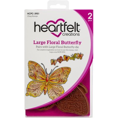 Heartfelt Creations Cling Rubber Stamp Set - Large Floral Butterfly