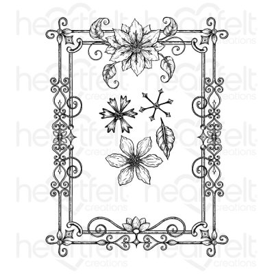 Heartfelt Creations Cling Rubber Stamp Set - Rectangular Floral Frame