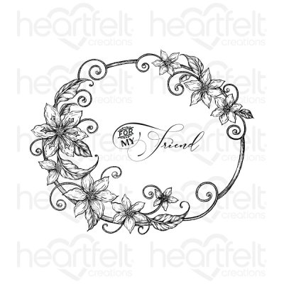 Heartfelt Creations Cling Rubber Stamp Set - Oval Floral Frame