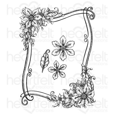 Heartfelt Creations Cling Rubber Stamp Set - Curvy Floral Frame