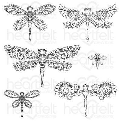 Heartfelt Creations Cling Rubber Stamp Set - Decorative Dragonfly