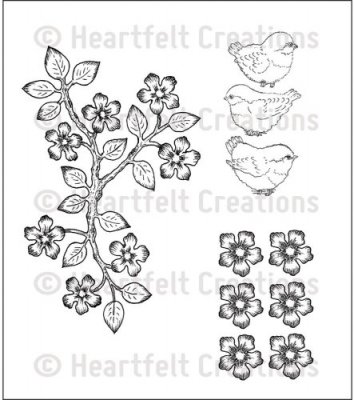 Heartfelt Creations - Bird & Blooms Pre-Cut Cling Mounted Stamp (3 stamps)