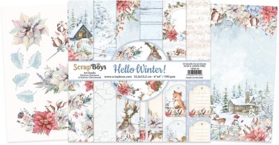 ScrapBoys 6”x6” Paper Pad - Hello Winter! (24 sheets+cut out elements)