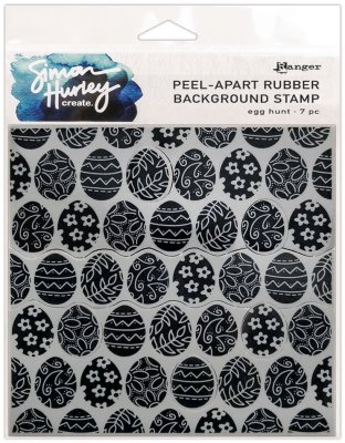 Simon Hurley Create 6”x6” Cling Rubber Background Stamps - Egg Hunt