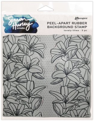 Simon Hurley Create 6”x6” Cling Rubber Background Stamps - Lovely Lilies