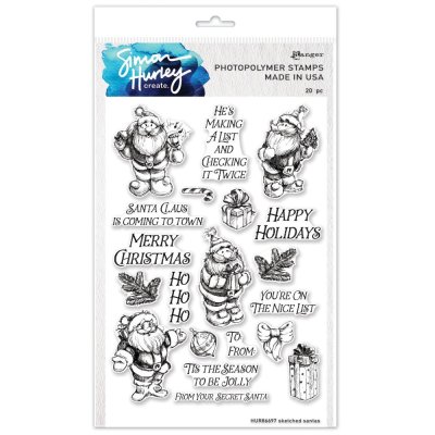 Simon Hurley Create 6"x9" Clear Stamps - Sketched Santas