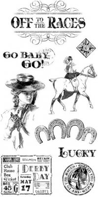 Graphic 45 - Off To The Races Cling Stamp Set 1