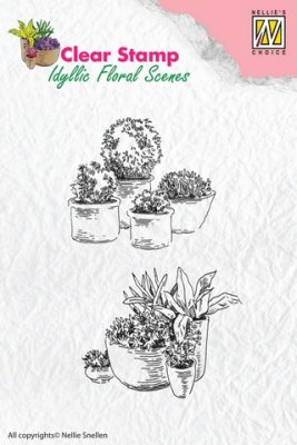 Nellies Choice Clearstamp - Idyllic Floral Pots with Flowers