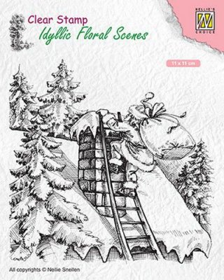 Nellies Choice Clear Stamps - Santa at Work Idyllic Floral Scenes