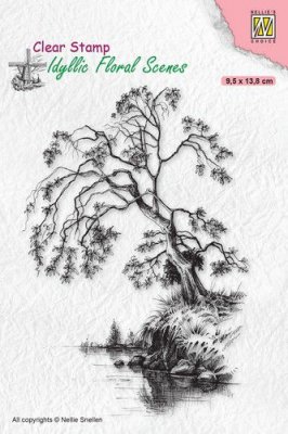 Nellies Choice Clear Stamps - Idyllic Floral Tree on Waterside