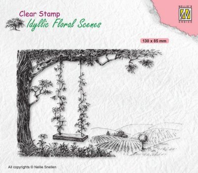 Nellies Choice Clear Stamp - Idyllic Floral Tree With Swing