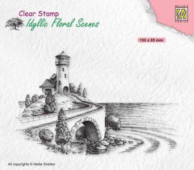 Nellies Choice Clear Stamp - Idyllic Floral Sea With Lighthouse