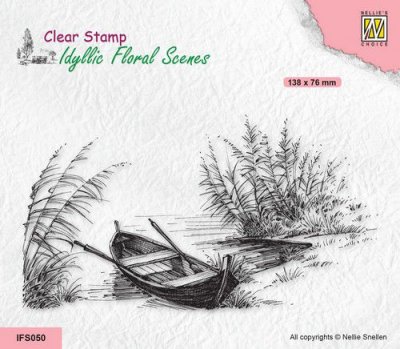 Nellies Choice Clear Stamps - Idyllic Floral - Lake with Boat