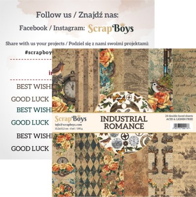 ScrapBoys 6”x6” Paper Set - Industrial Romance (24 sheets+cut out elements)