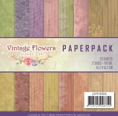 Jeanines Art 6”x6” Paper Pack - Vintage Flowers (23 sheets)