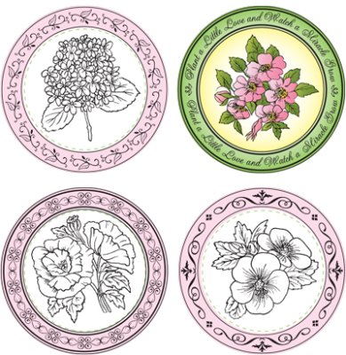 JustRite Stampers Original Stamp Set - Plant A Little Love (8 pieces)