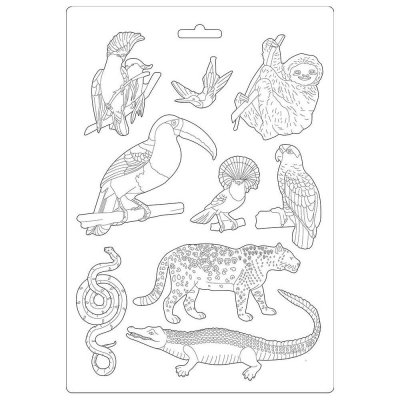 Stamperia A4 Soft Maxi Mould - Amazonia Animals