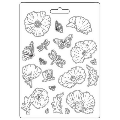 FÖRBESTÄLLNING - Stamperia A5 Soft Maxi Mould - Sunflower Art Flowers