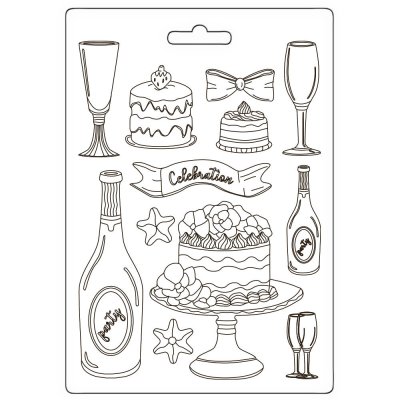 Stamperia A5 Soft Mould - Masquerade Flut And Cakes
