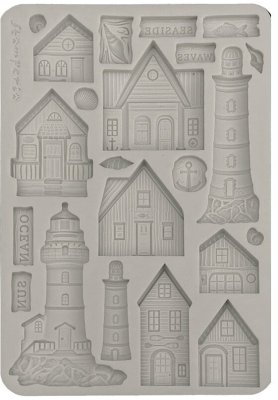 Stamperia A5 Silicon Mould - Silent Sea Houses and Lighthouse