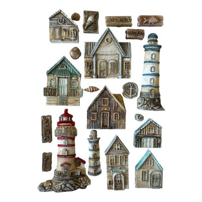 Stamperia A5 Silicon Mould - Silent Sea Houses and Lighthouse