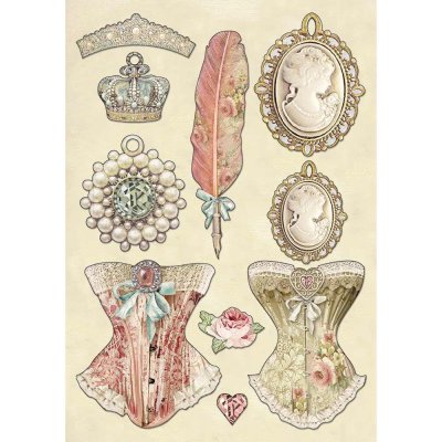 Stamperia A5 Colored Wooden Shapes - Princess's Jewelery