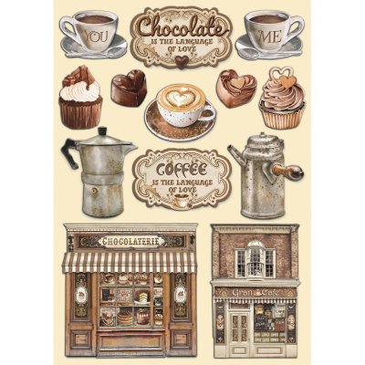 FÖRBESTÄLLNING - Stamperia A5 Colored Wooden Shapes - Coffee And Chocolate