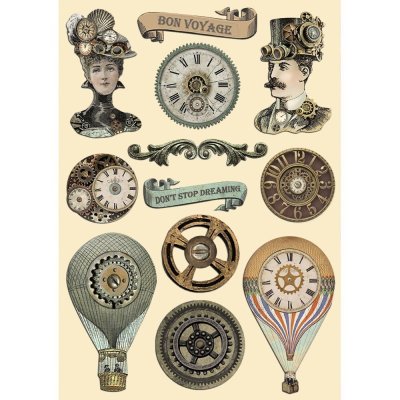 Stamperia A5 Colored Wooden Shapes - Voyages Fantastiques