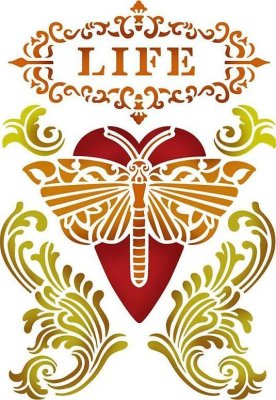 Stamperia 15x20cm Stencil - Life Heart with Dragonfly