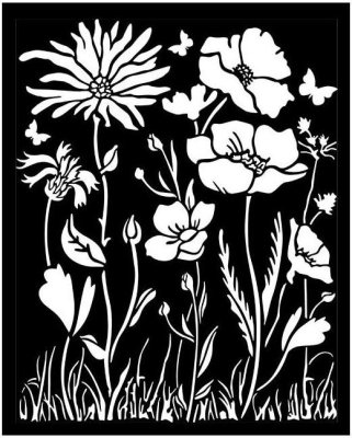 Stamperia 20x25cm Thick Stencil - Atelier Des Arts Poppy & Flower