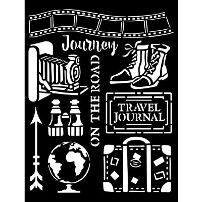 Stamperia Our Way 20x25cm Thick Stencil - Our Way Journey Elements