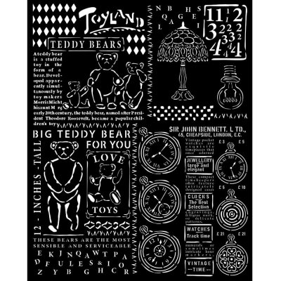Stamperia 20x25cm Thick Stencil - Brocante Antiques Teddy Bear