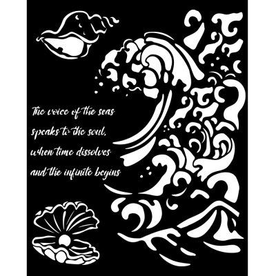 Stamperia 20x25cm Thick Stencil - Silent Sea Wave and Shell